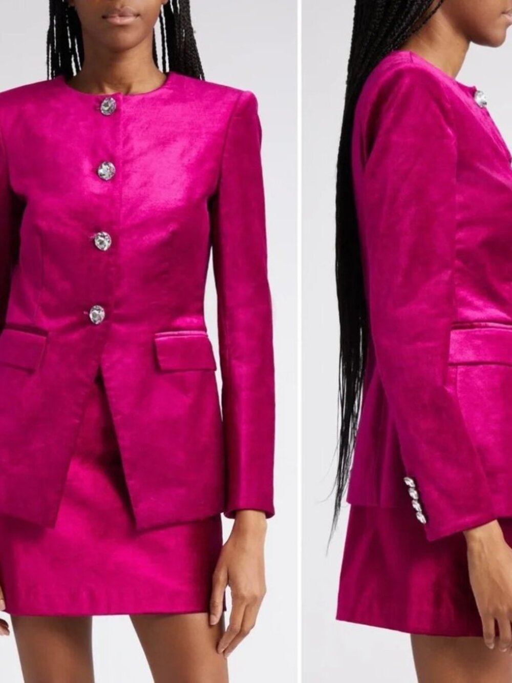 VERONICA BEARD Cencia PINK Velvet Collarless Jacket Size 12 NWOT